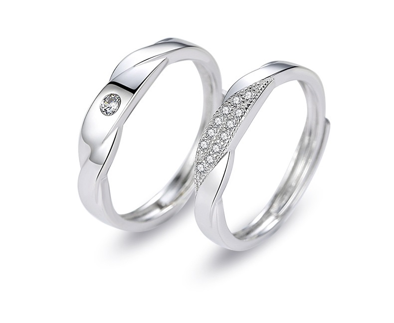 指輪 リング 誕生日プレゼント カップル 婚約指輪 プラチナ仕上 シルバー925 フリーサイズ ペアリング