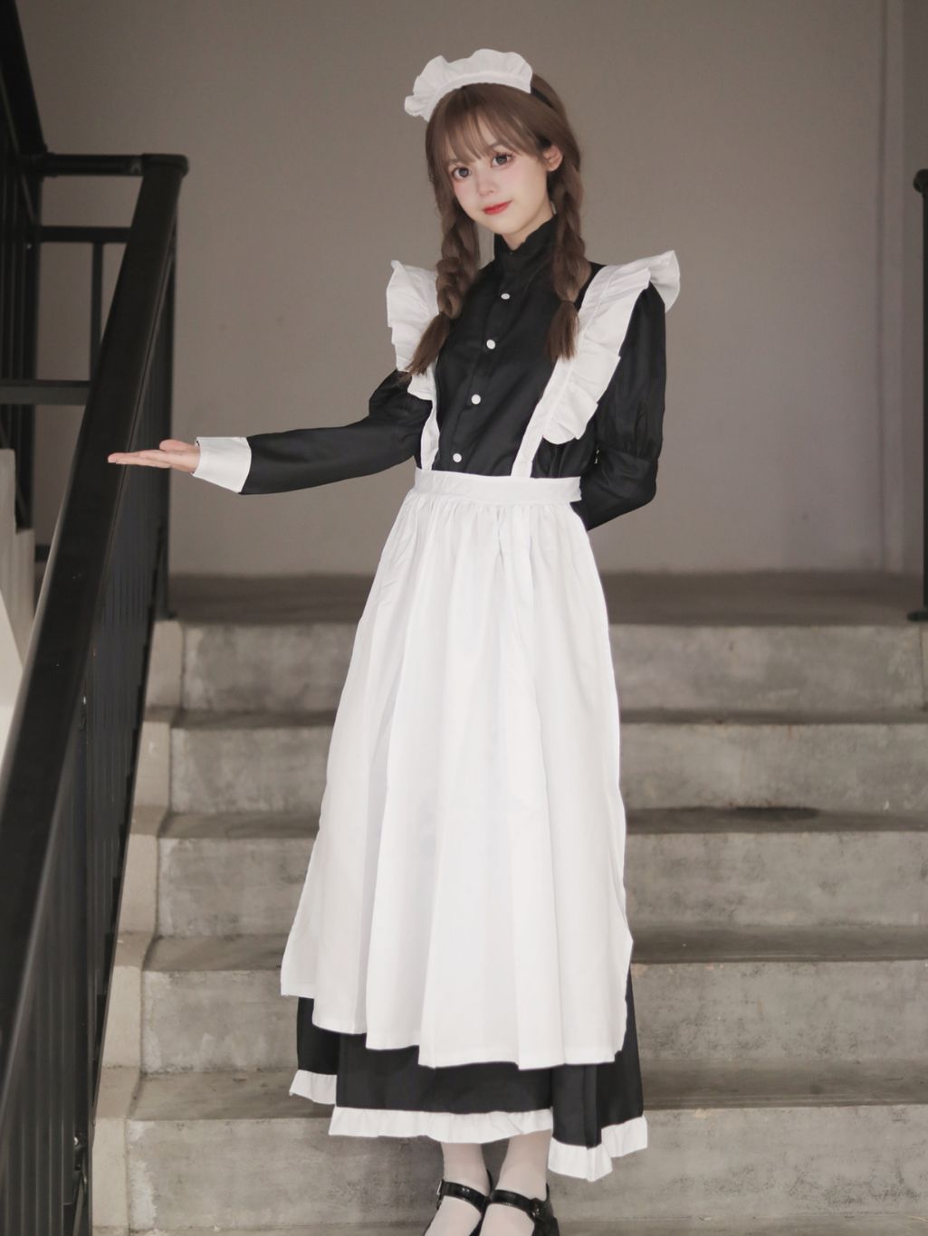 M～4L大きいサイズ★男女兼用 コスプレ メイド服 エプロン ロリータ クラシカル ゴスロリ  ワンピース