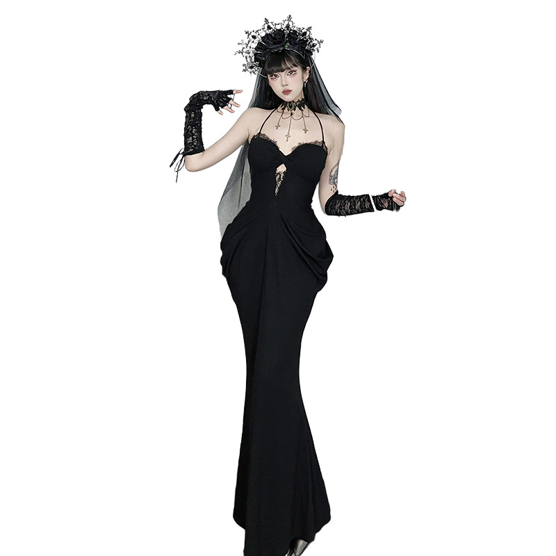 S～L★原宿風　個性　背中クロスキャミロングワンピース　ハロウン衣装