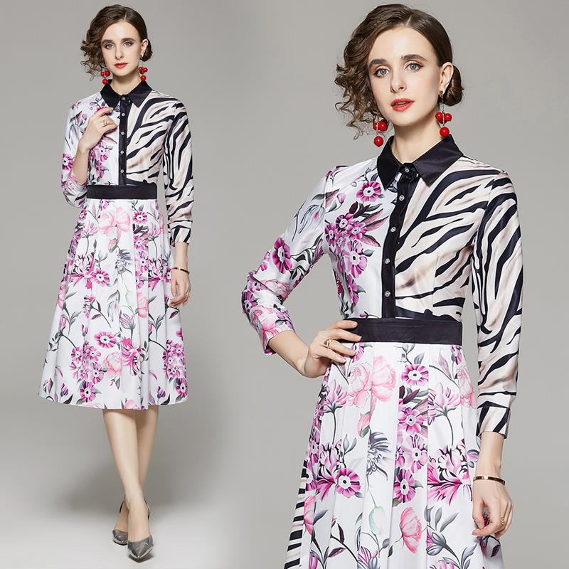 M～３L ★パーティー  結婚式 二次会 大人優雅 左右　前後柄違い　ドレスワンピース