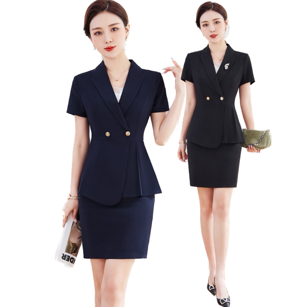 ★S～5L★ OL 通勤 オフェス パーティー 司会  オシャレ着 薄手半袖ジャケット　スカート ２set