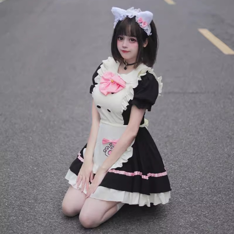 S～6L大きいサイズ★コスプレ メイド服 エプロン ロリータ クラシカル 猫 ネココスプレハロウィン 5set