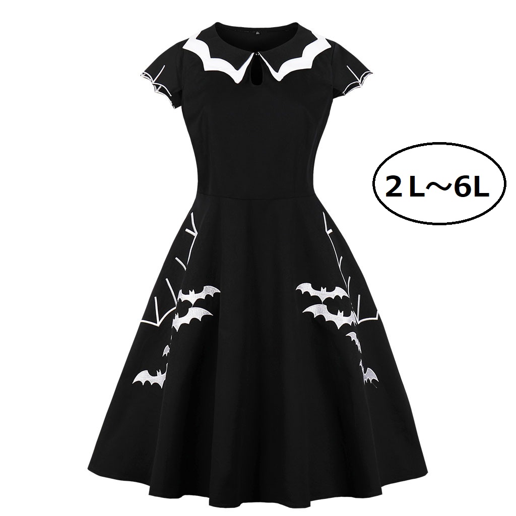 ★S～8L★大きいサイズ　上品刺繍　ハロウン　ワンピース