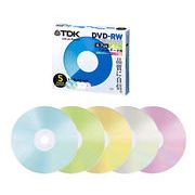 【DRW47PMA5S】 TDK データ用 DVD-RW カラーミックス 5枚パック (インクジェットプリンタ・2-4倍速記録対応