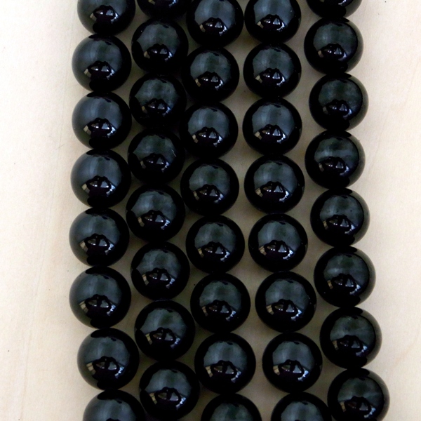 10月誕生石 最高級3A級ブラックトルマリン（黒♪電気石） 一連 （φ8mm