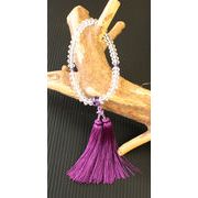 【ご紹介します！京都の職人の手作り念珠！天然石を独自のスターシェイプカットに加工！】本水晶紫水晶仕立