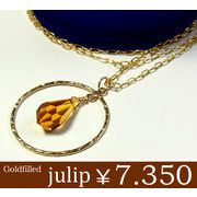 【julip】スワロフスキートパーズ14Kゴールドフィルドネックレス/ロングネックレス/Goldfilled/14KGF