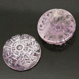 天然石 パワーストーン/ アメジスト・紫水晶　彫刻ラウンド　アクセサリーパーツルース