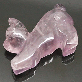 天然石 パワーストーン/ アメジスト・紫水晶　ねこ・猫　アクセサリーパーツ　片穴あり