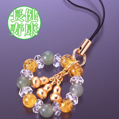 ラッキーひょうたん宝石ストラップ