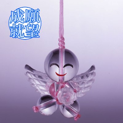 ☆彡ハッピー天使の水晶ストラップ☆彡＜ハッピー・幸運カード付き＞