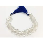 [売切り価格]天然石 パワーストーン 卸売/ 水晶・クリスタルクォーツ　ペアシェイプカットビーズ 半連10cm