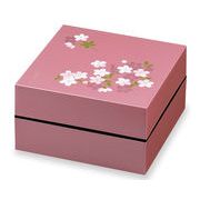 【生活雑貨】18cmオードブル重二段/あけぼの桜/ピンク/お重