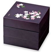 【生活雑貨】18cmオードブル重三段/あけぼの桜/紫/お重