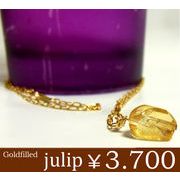 【julip】シトリン14Kゴールドフィルドネックレス/1粒ネックレス/パワーストーン/Goldfilled/14KGF