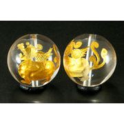 【彫刻ビーズ】水晶 16mm (金彫り) 貔貅(ひきゅう)左向き