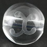 【彫刻ビーズ】水晶 8mm (素彫り) アルファベット「X」