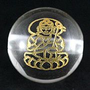 【彫刻ビーズ】水晶 12mm (金彫り) 八大観音「勢至菩薩」