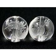 【彫刻ビーズ】水晶 12mm (素彫り) 麒麟(きりん)