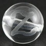 【彫刻ビーズ】水晶 8mm (素彫り) アルファベット「Z」