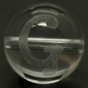 【彫刻ビーズ】水晶 12mm (素彫り) アルファベット「G」