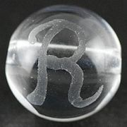 【彫刻ビーズ】水晶 8mm (素彫り) アルファベット「R」