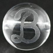 【彫刻ビーズ】水晶 8mm (素彫り) アルファベット「B」