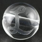 【彫刻ビーズ】水晶 8mm (素彫り) アルファベット「L」
