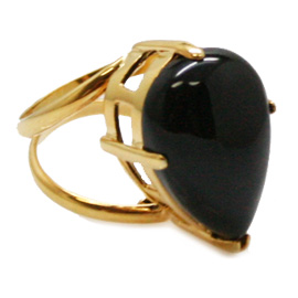 《大きめストーン:フリーサイズ ファッションリング指輪/ファランジリング》 オニキス（Black Onyx）