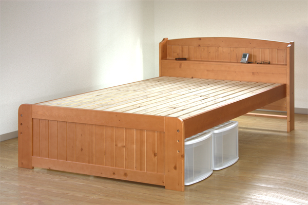 天然木パイン棚付きすのこベッド