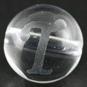 【彫刻ビーズ】水晶 8mm (素彫り) アルファベット「T」