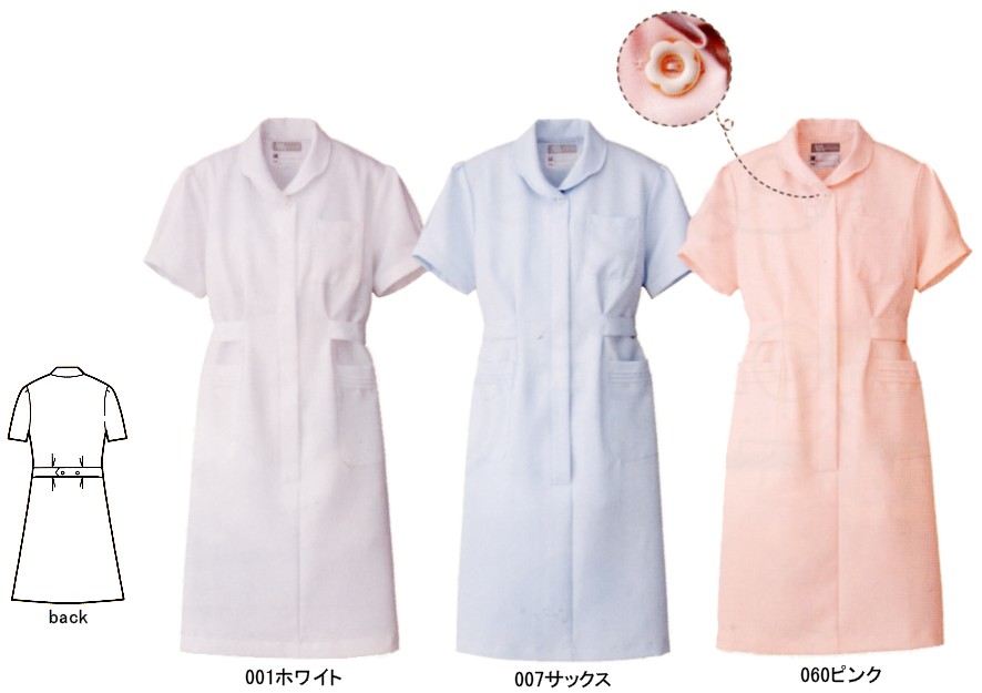 花型ボタンの看護衣　ナース服　S～6L