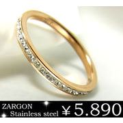 【ZARGON】ザルゴンダイヤモンドCZフルエタニティピンクゴールドステンレスリング