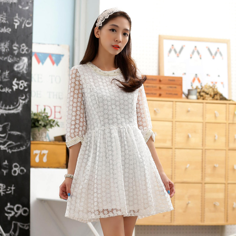 ★通勤　パーティー　ドレス　可愛い　花柄総レース　ドレス　ワンピース＃9648