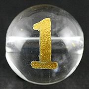 【彫刻ビーズ】水晶 8mm (金彫り) 数字「1」 (横穴)