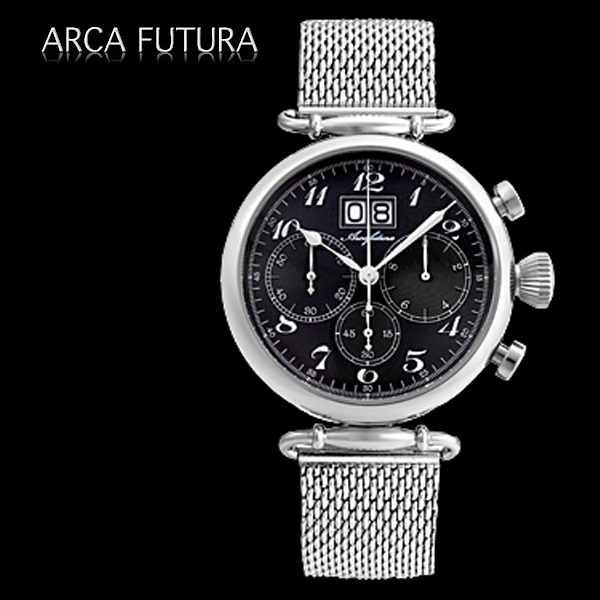 正規品【ARCA FUTURA アルカフトゥーラ】自動巻き腕時計 420BK-M クロノグラフ