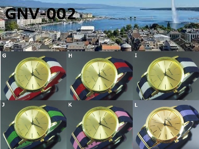 ★日本製ムーブ★　GENEVAユニセックス腕時計　NATOナイロンベルト　リボンカラー　３本ライン
