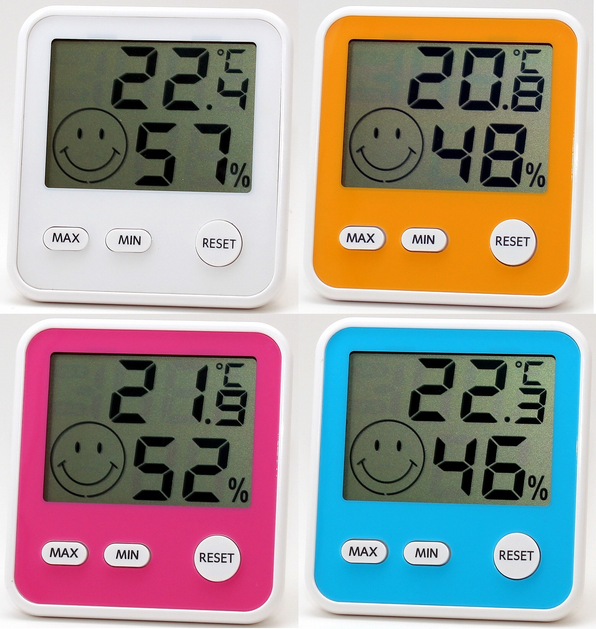 【POPな4色  雑貨テイスト】おうちルームデジタルミディ温度・湿度計