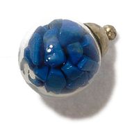天然石チップ（さざれ/小石）瓶チャーム 丸型瓶パーツ/ラッキーチップ (L:16mm) ターコイズ染青