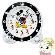 目覚まし時計 置き時計 セイコークロック キャラクター ミッキーマウス プラスチック枠 白パール塗装
