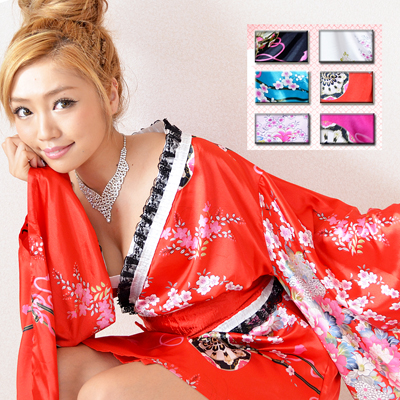 【再入荷】0327レースリボンサテン和柄ミニ花魁着物ドレス衣装 ダンス よさこい コスプレ キャバドレス