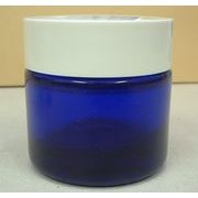青遮光クリーム瓶（ビン）　30ｇ　白フタ