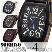 正規品SORRISOソリッソ トノー型ケースにスパイラルナンバーのシンプル時計 SRF14 メンズ腕時計