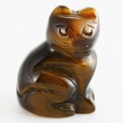 【彫刻置物】座り豆猫 タイガーアイ