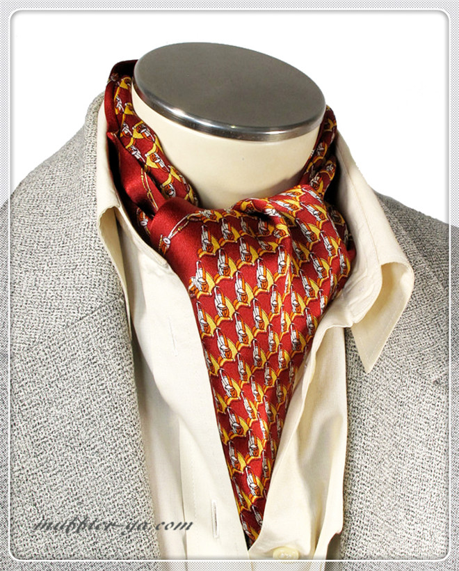 エレガント袋縫い幾何学柄メンズ用100％シルクスカーフ　10129b
