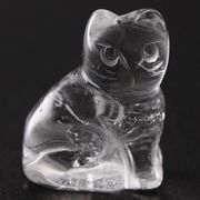 【彫刻置物】座り豆猫 水晶