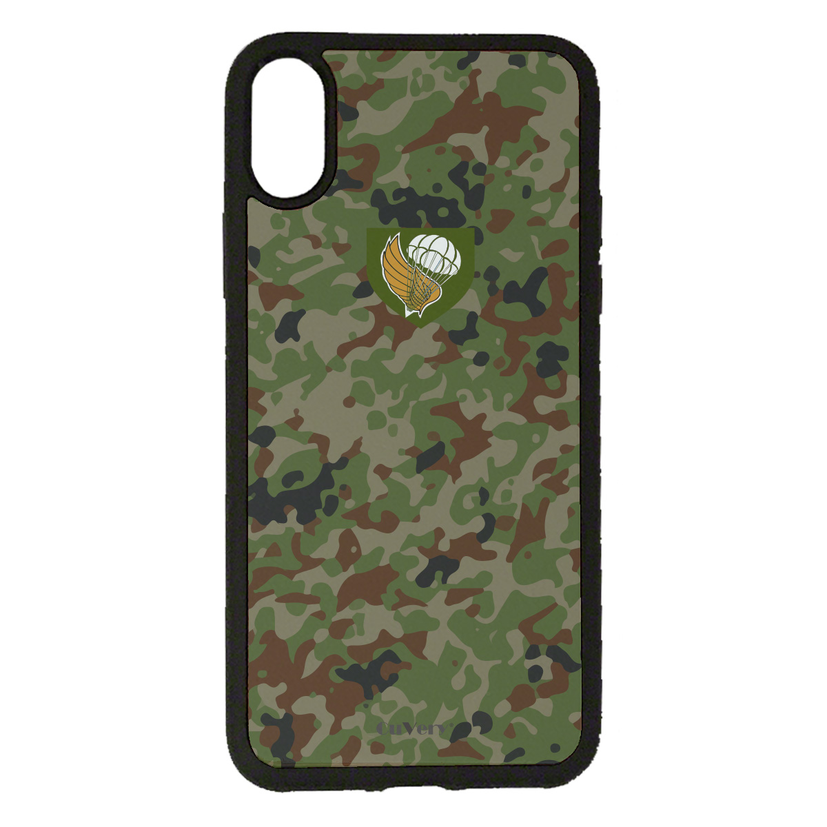 iPhoneX iPhoneXS 対応 CuVery くっつくケース セルフィー 保護 カバー 迷彩 陸上自衛隊 第一空挺団