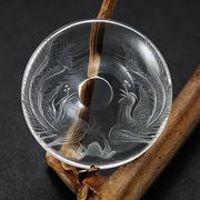 【置き石】ドーナツ型(ピーディスク) 30mm 水晶彫刻 鳳凰 (素彫り)