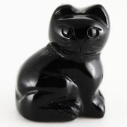 【彫刻置物】座り豆猫 オニキス