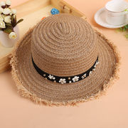 ビーチ麦わら帽子 男女共つば広 UV対策 夏 麦藁帽子 オシャレにUV対策！UVカット！